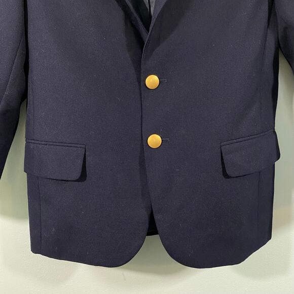 Lands End Boy's Navy Wool Blend Gold Button Blazer Size 12 - Picture 3 of 8